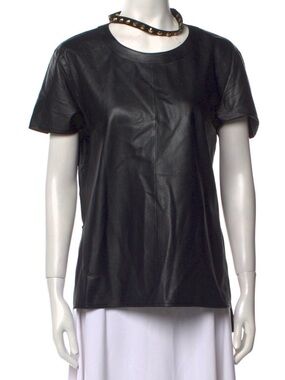 Givenchy Studded-Choker Accent T-Shirt in Black Lamb Leather S, oversized